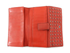 Alexander McQueen Studded Red Leather Skull Medium Trifold Wallet