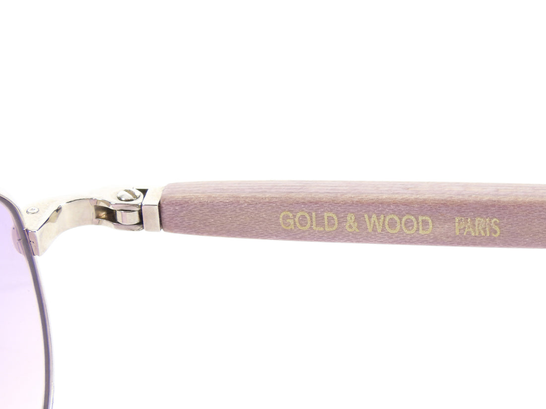 Gold & Wood Vintage Oval Purple Gradient Lens Sunglasses 365.16