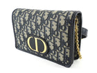 Dior 30 Montaigne Navy Blue Oblique Canvas 2 in 1  Pouch Bag