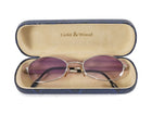 Gold & Wood Vintage Oval Purple Gradient Lens Sunglasses 365.16