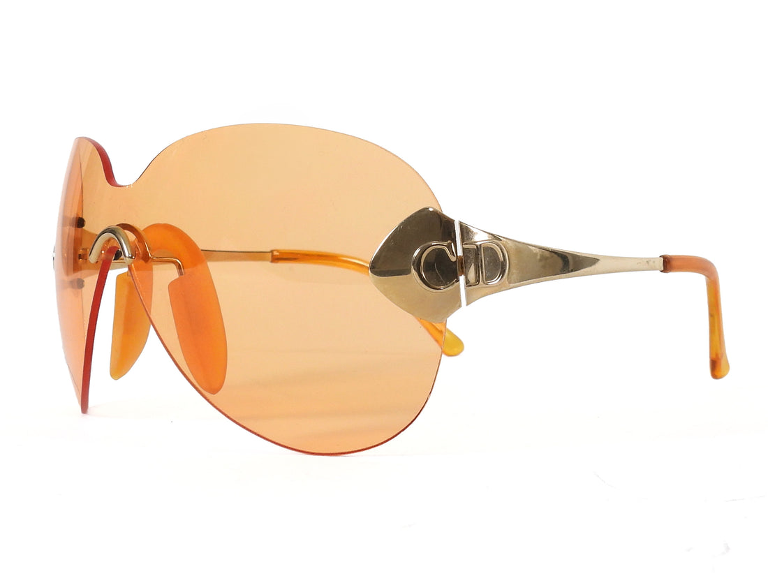 Dior Orange x John Galliano Vintage SS2000 Clear Acetate Pilot Shield Sunglasses