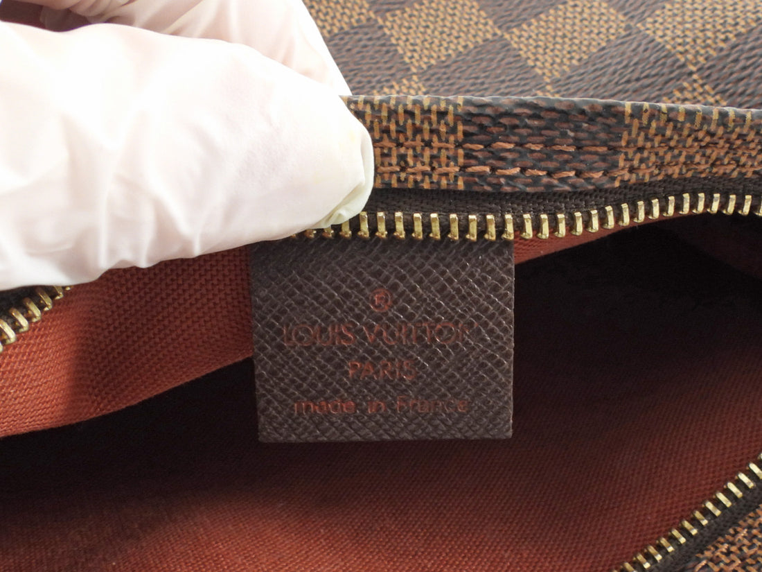 Louis Vuitton Vintage 2002 Mini Trousse Pochette Brown Damier Ebene Coated Canvas Pouch on Strap