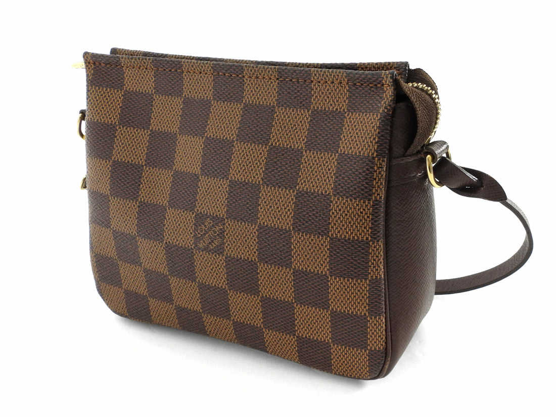 Louis Vuitton Vintage 2002 Mini Trousse Pochette Brown Damier Ebene Coated Canvas Pouch on Strap