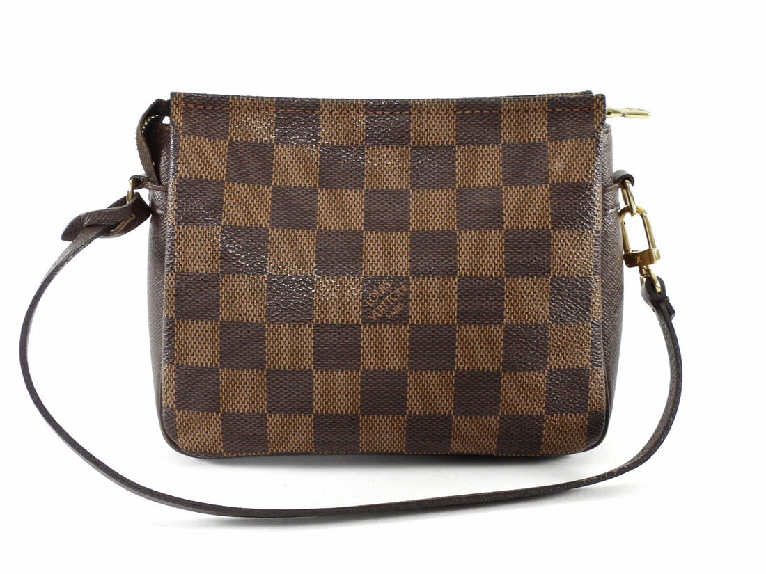 Louis Vuitton Vintage 2002 Mini Trousse Pochette Brown Damier Ebene Coated Canvas Pouch on Strap