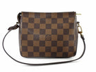 Louis Vuitton Vintage 2002 Mini Trousse Pochette Brown Damier Ebene Coated Canvas Pouch on Strap