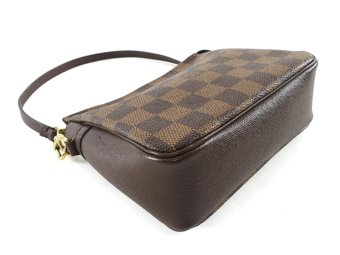 Louis Vuitton Vintage 2002 Mini Trousse Pochette Brown Damier Ebene Coated Canvas Pouch on Strap