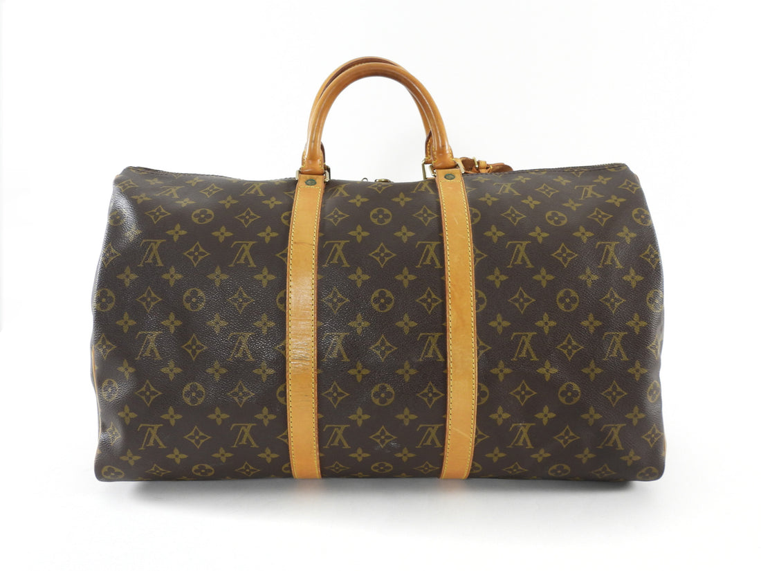 Louis Vuitton Vintage 1993 Keepall 50 Brown Monogram Coated Canvas Duffle Bag
