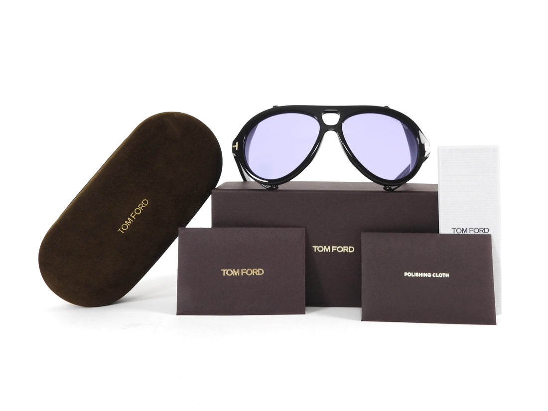Tom Ford Black Neuhman TF882 Acetate Aviator Sunglasses