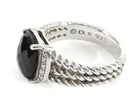 David Yurman Black Silver Sterling Silver Onyx Petite Wheaton Ring - US 6