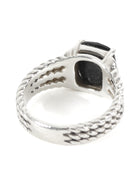 David Yurman Black Silver Sterling Silver Onyx Petite Wheaton Ring - US 6