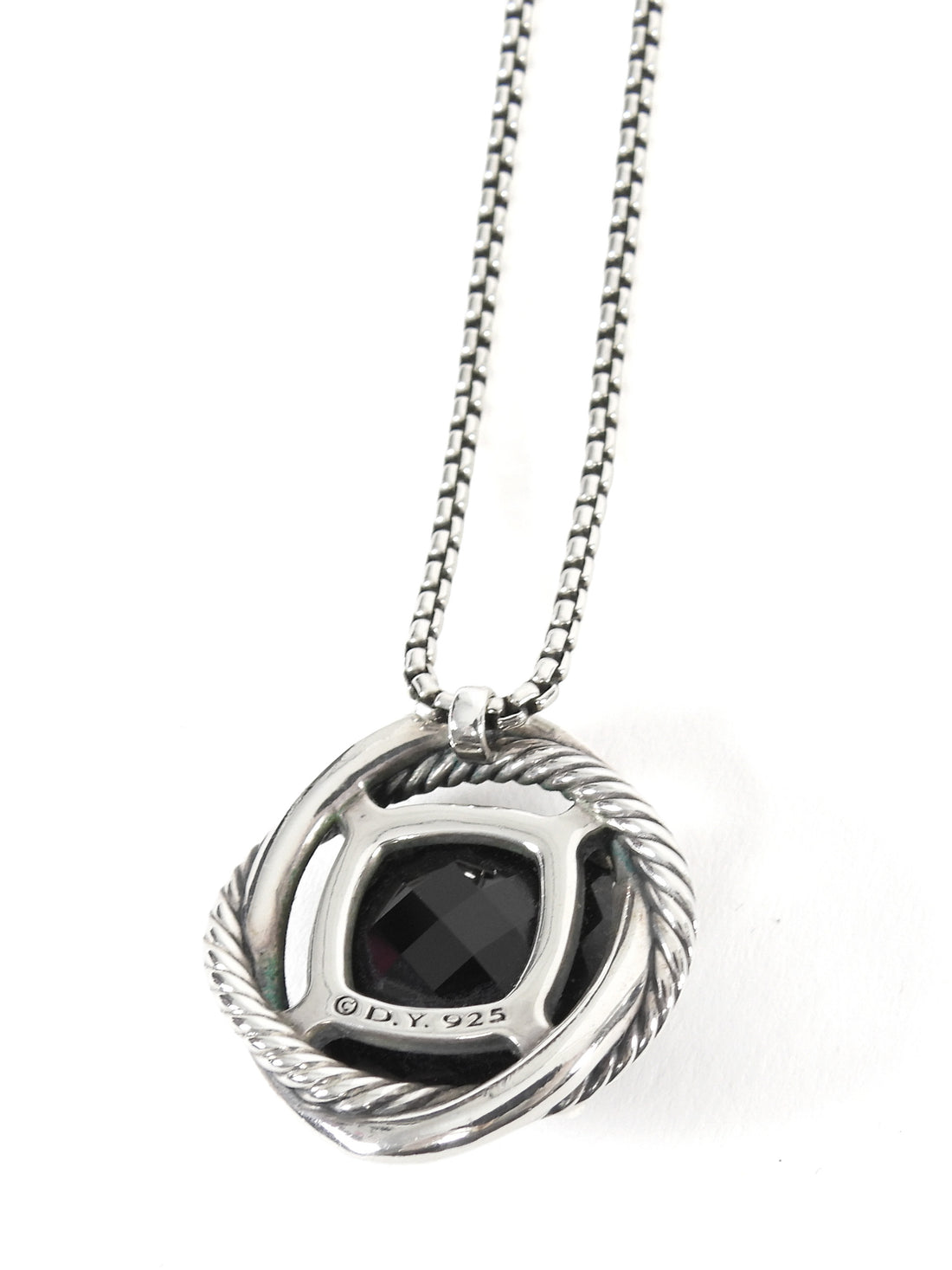 David Yurman Black Silver 14mm Black Onyx Sterling Infinity Pendant Necklace