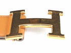 Hermes Tan Brown Vintage 1975 Leather Goldtone H Constance Belt - 30.5