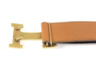 Hermes Tan Brown Vintage 1975 Leather Goldtone H Constance Belt - 30.5