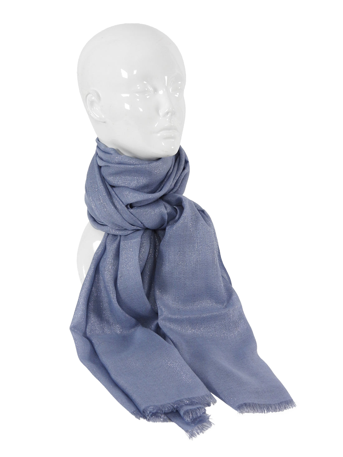 Brunello Cucinelli Steel Blue Grey Cashmere Blend Shimmer Shawl Scarf
