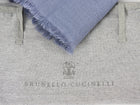 Brunello Cucinelli Steel Blue Grey Cashmere Blend Shimmer Shawl Scarf