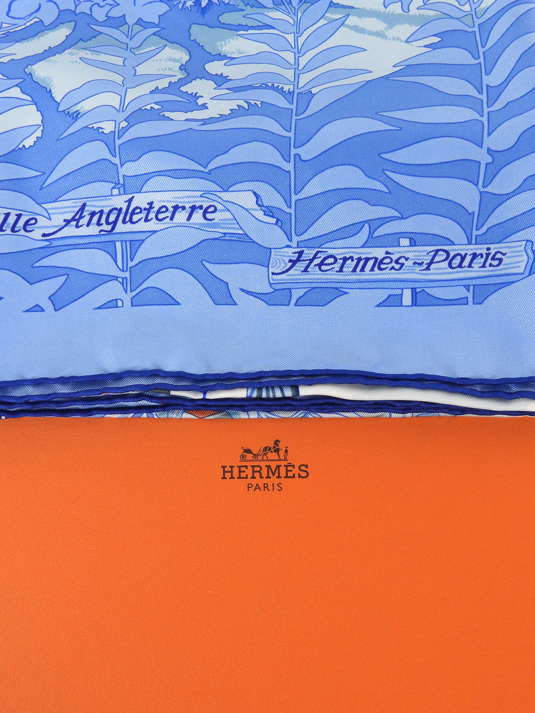 Hermes Blue Jardins de Nouvelle Angleterre Silk 90cm Scarf