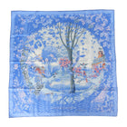 Hermes Blue Jardins de Nouvelle Angleterre Silk 90cm Scarf