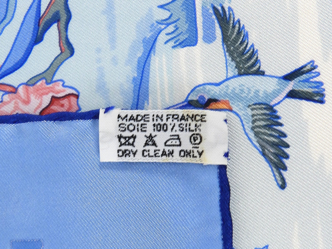 Hermes Blue Jardins de Nouvelle Angleterre Silk 90cm Scarf