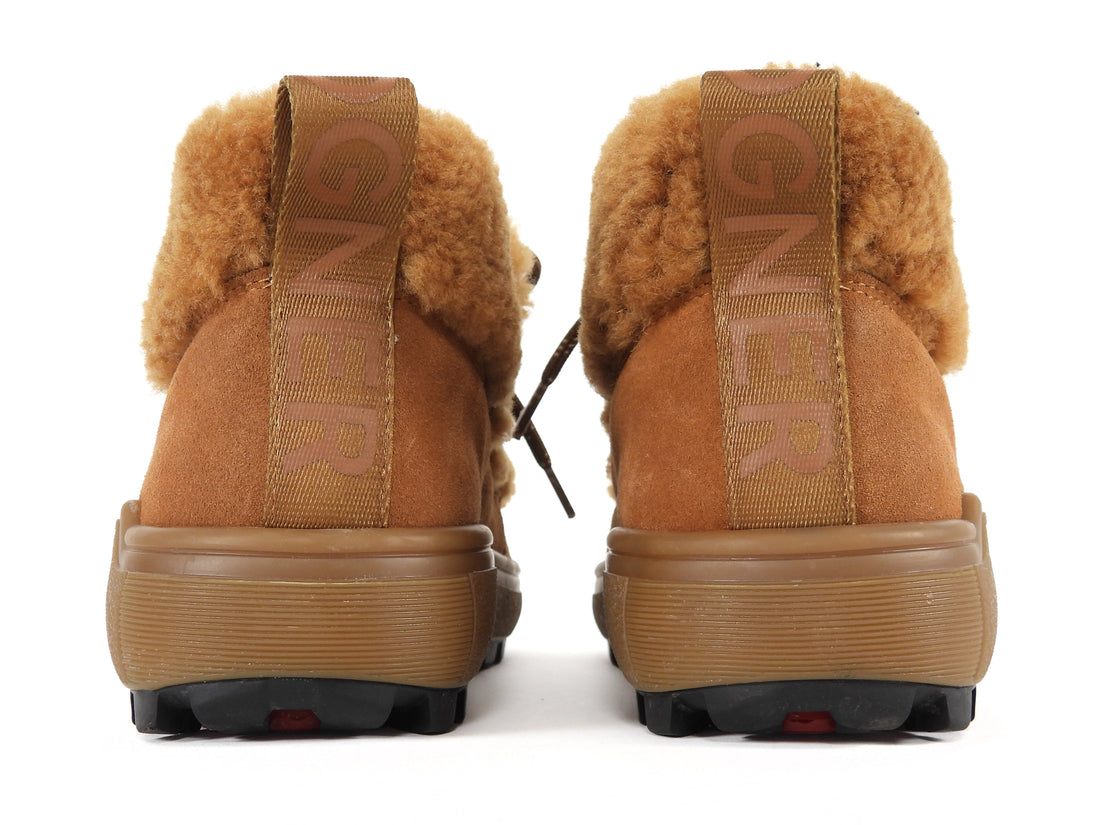 Bogner Cognac Brown Chamonix Shearing Suede Ankle Boots - 7