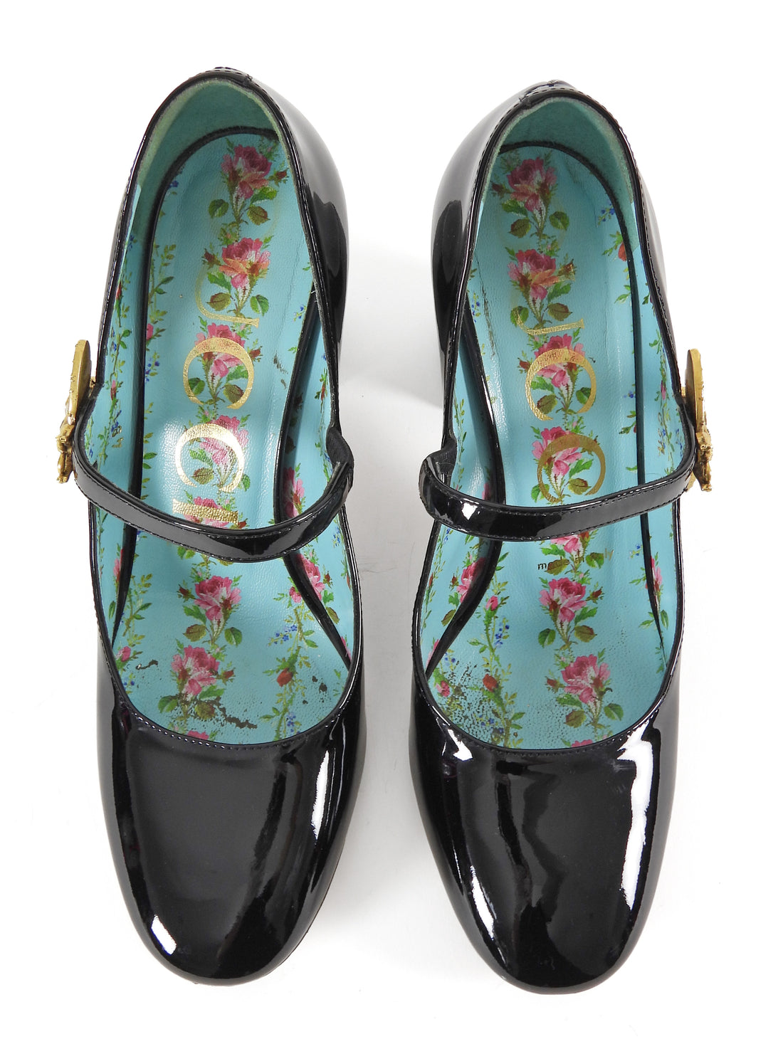 Gucci Black Patent Leather Bee Buckle Mary Jane Heels - 36