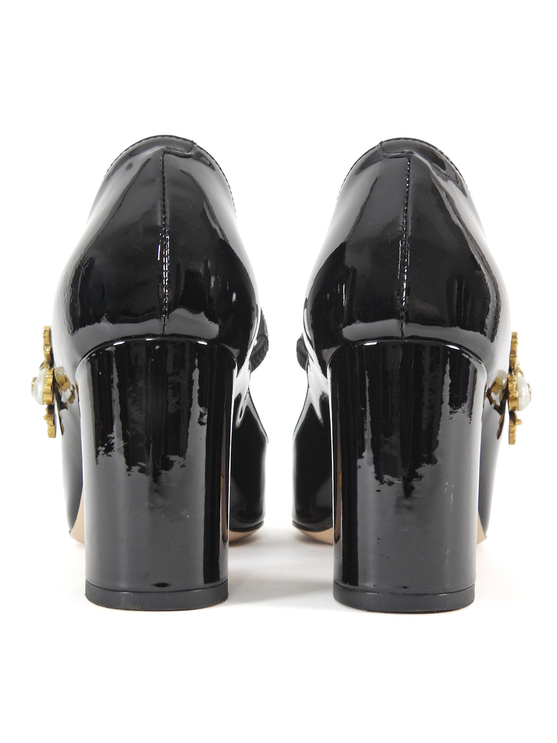 Gucci Black Patent Leather Bee Buckle Mary Jane Heels - 36