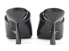 Prada Black Brushed Leather Open High Heel Mules - 37