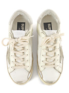 Golden Goose White Superstar Distressed Low Top Leather Sneakers - 35