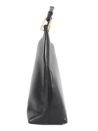Gucci Black Vintage Smooth Leather Bamboo Handle Medium Tote Bag