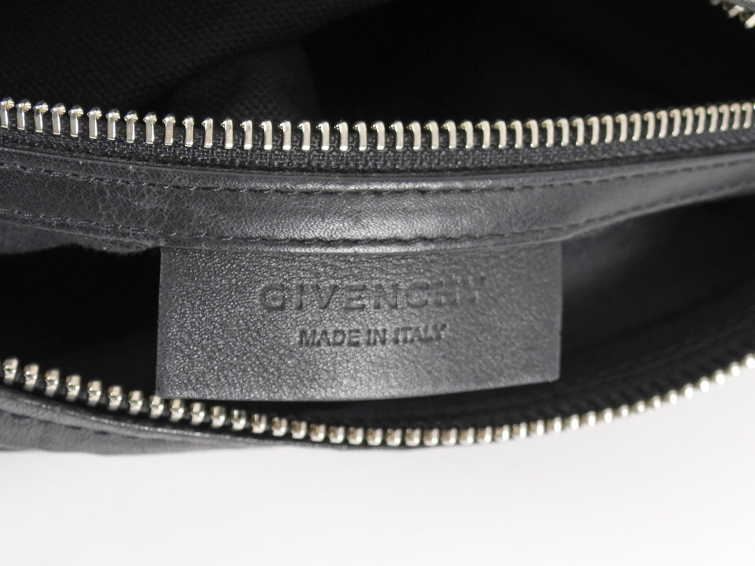 Givenchy Black Aged Pepe Leather Medium Satchel Bag