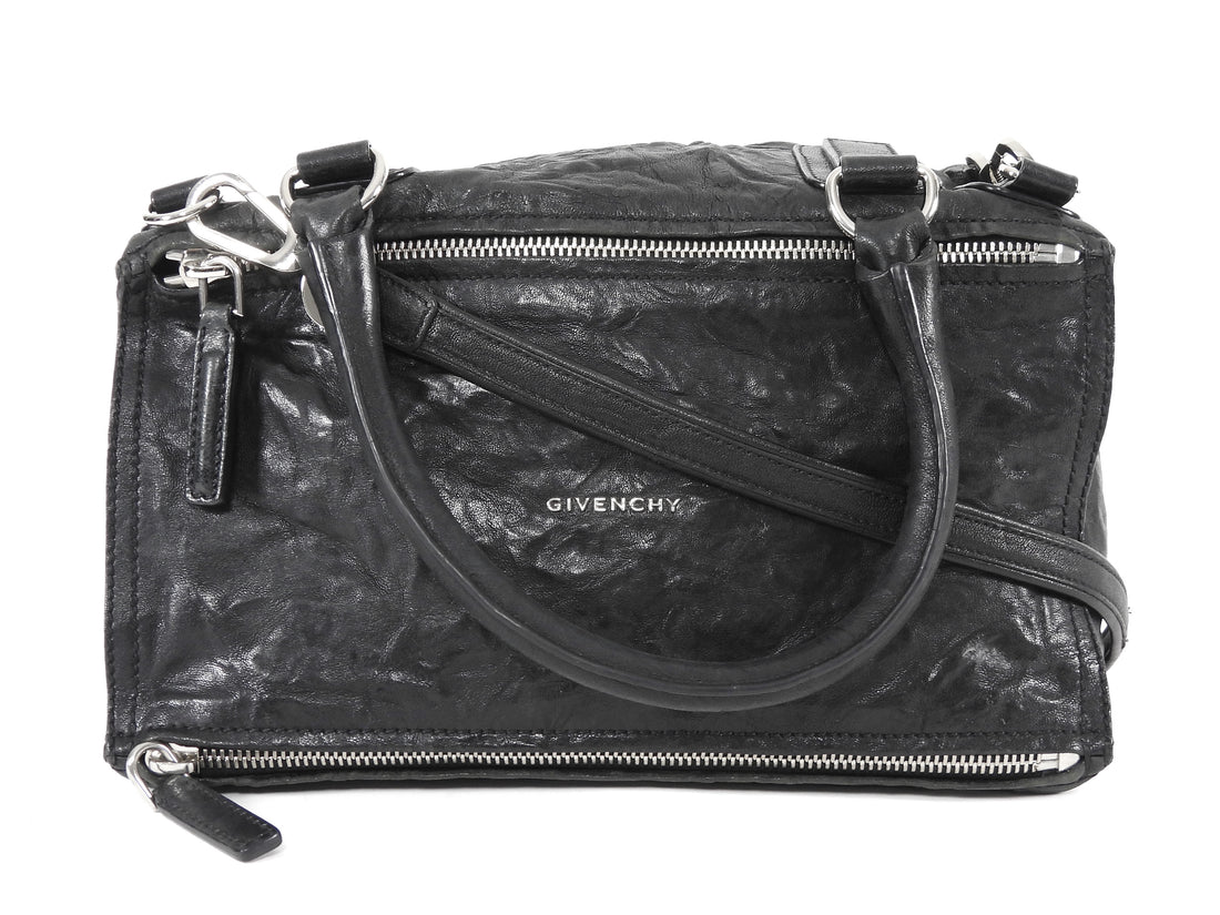 Givenchy Black Aged Pepe Leather Medium Satchel Bag