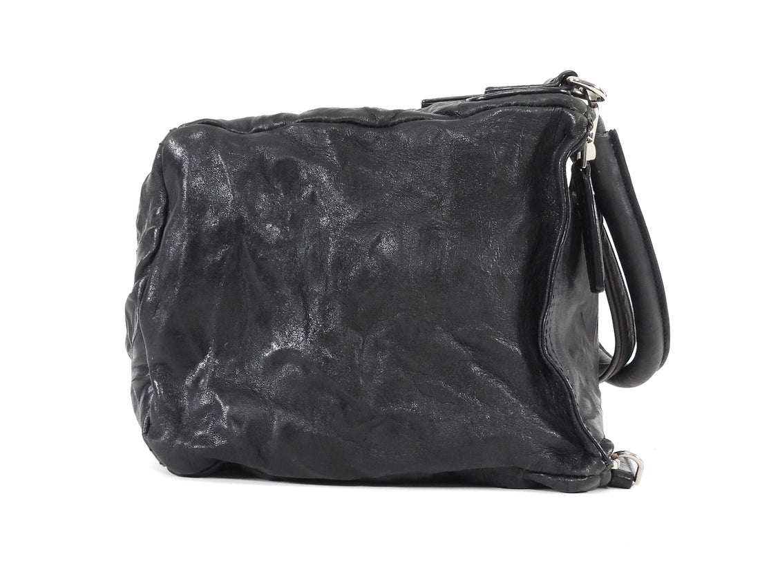 Givenchy Black Aged Pepe Leather Medium Satchel Bag