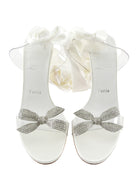Louboutin Ivory Astrinodo Crystal Bow Satin Tie Heel Sandals - 38.5