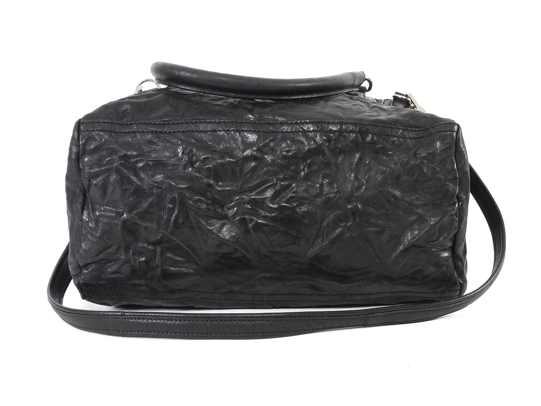 Givenchy Black Aged Pepe Leather Medium Satchel Bag