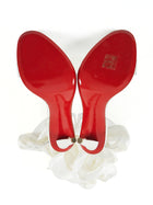 Louboutin Ivory Astrinodo Crystal Bow Satin Tie Heel Sandals - 38.5