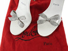 Louboutin Ivory Astrinodo Crystal Bow Satin Tie Heel Sandals - 38.5