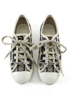 Dior Deep Blue White Walk'n'Dior Oblique Embroidered Canvas Low Top Sneaker - 37