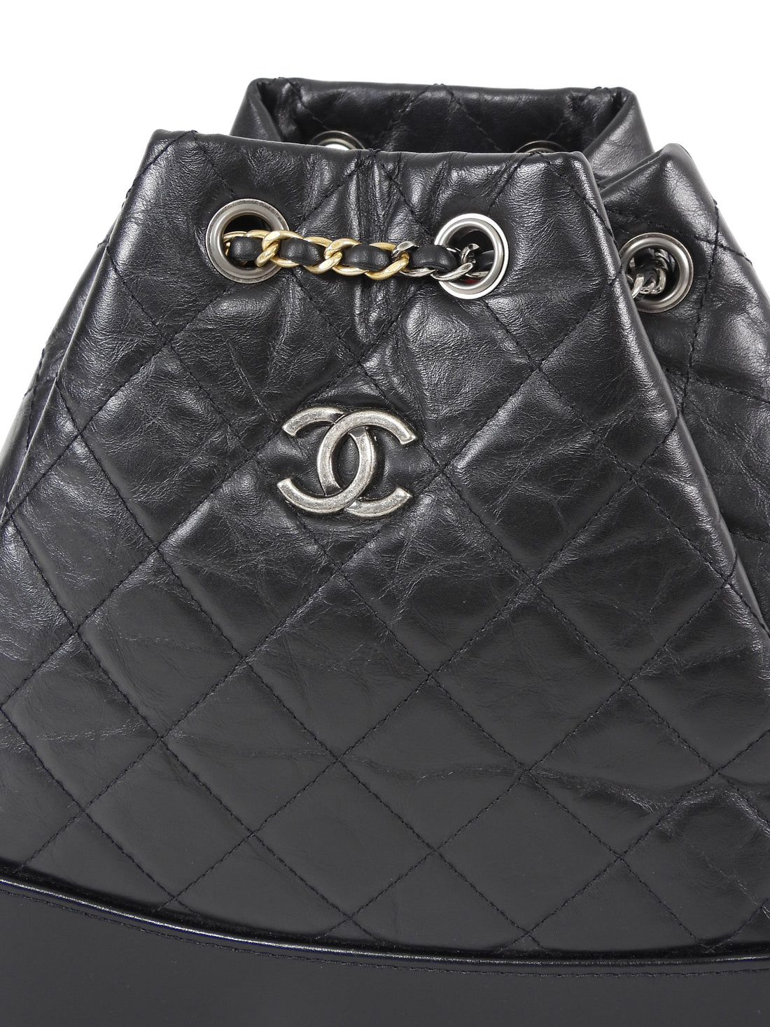 Chanel Black Small Quilted Leather Gabrielle Chain Small Backpack Bag