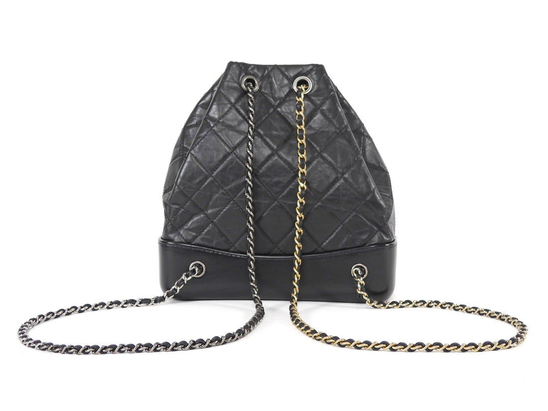 Chanel Black Small Quilted Leather Gabrielle Chain Small Backpack Bag