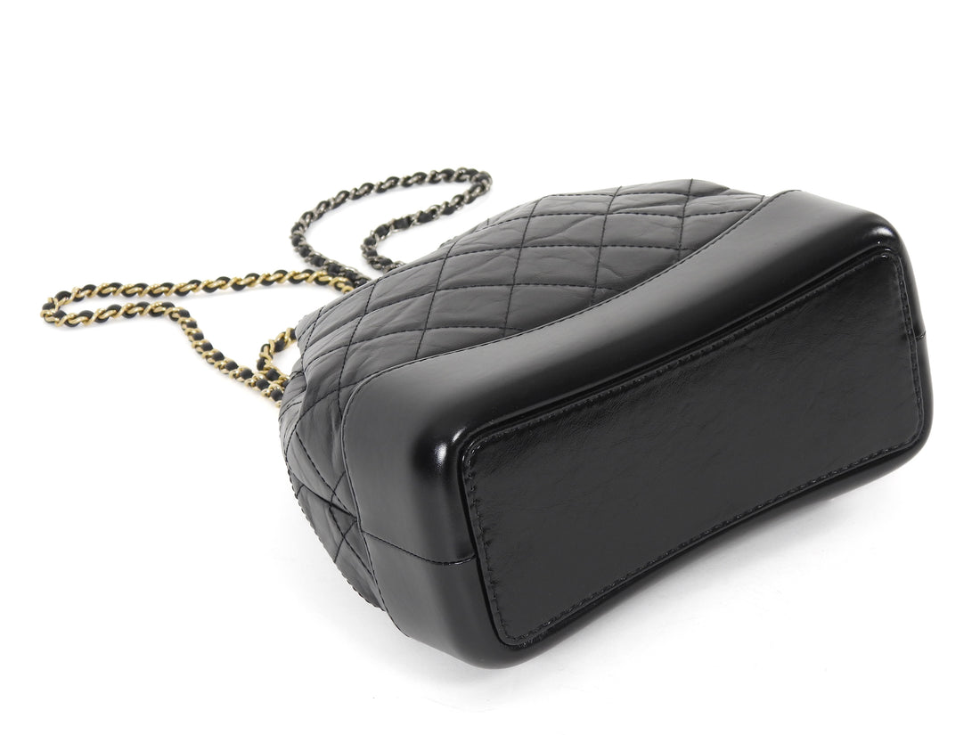 Chanel Black Small Quilted Leather Gabrielle Chain Small Backpack Bag