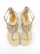 Rene Caovilla Gold Karung Crystal Jewelled Thong Sandals - 37