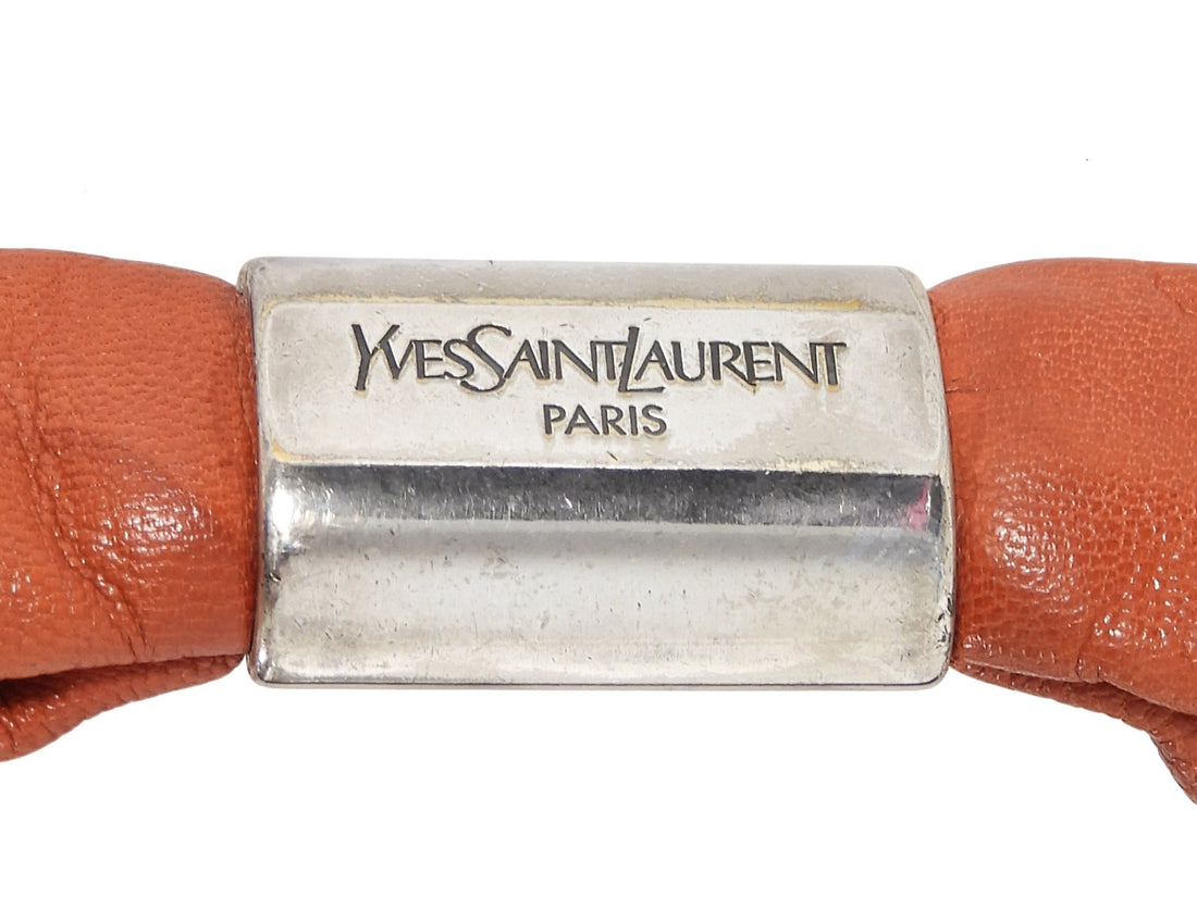 YSL Rive Gauche Burnt Orange Vintage SS2004 St Tropez Small Ruffle Leather Bag