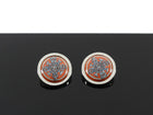 Hermes Silver Tone Orange Enamel Round Clip On Earrings