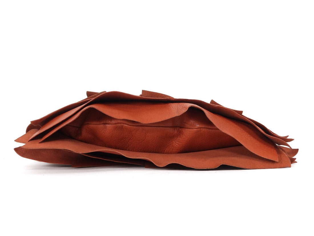 YSL Rive Gauche Burnt Orange Vintage SS2004 St Tropez Small Ruffle Leather Bag