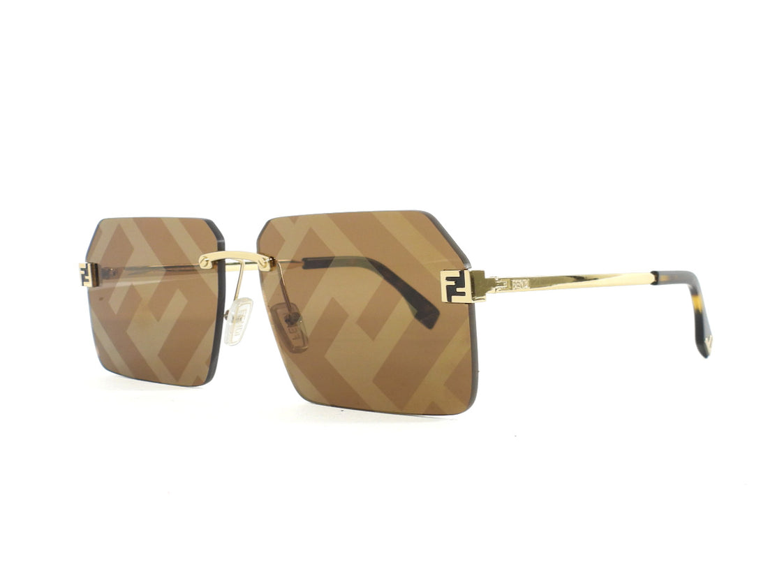 Fendi SS22 Runway "Sky" Maxi FF Gold Mirrored Square Sunglasses