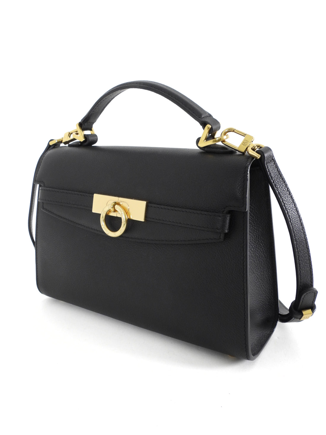 Parisa Wang Grace Black Leather Soft Two Way Top Handle Bag