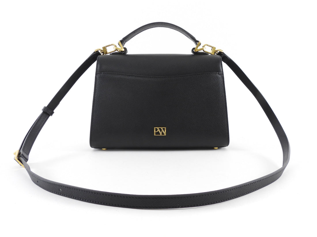 Parisa Wang Grace Black Leather Soft Two Way Top Handle Bag