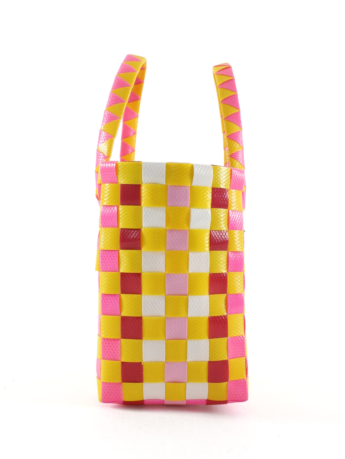 Marni Pink Yellow Red White Multi Basket Weave Plastic Basket Bag