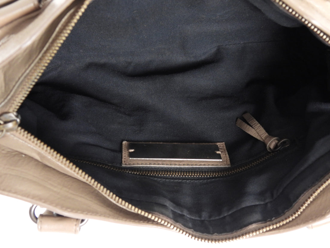 Balenciaga Taupe Brown Vintage Lambskin City First Bag
