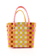 Marni Pink Yellow Red White Multi Basket Weave Plastic Basket Bag