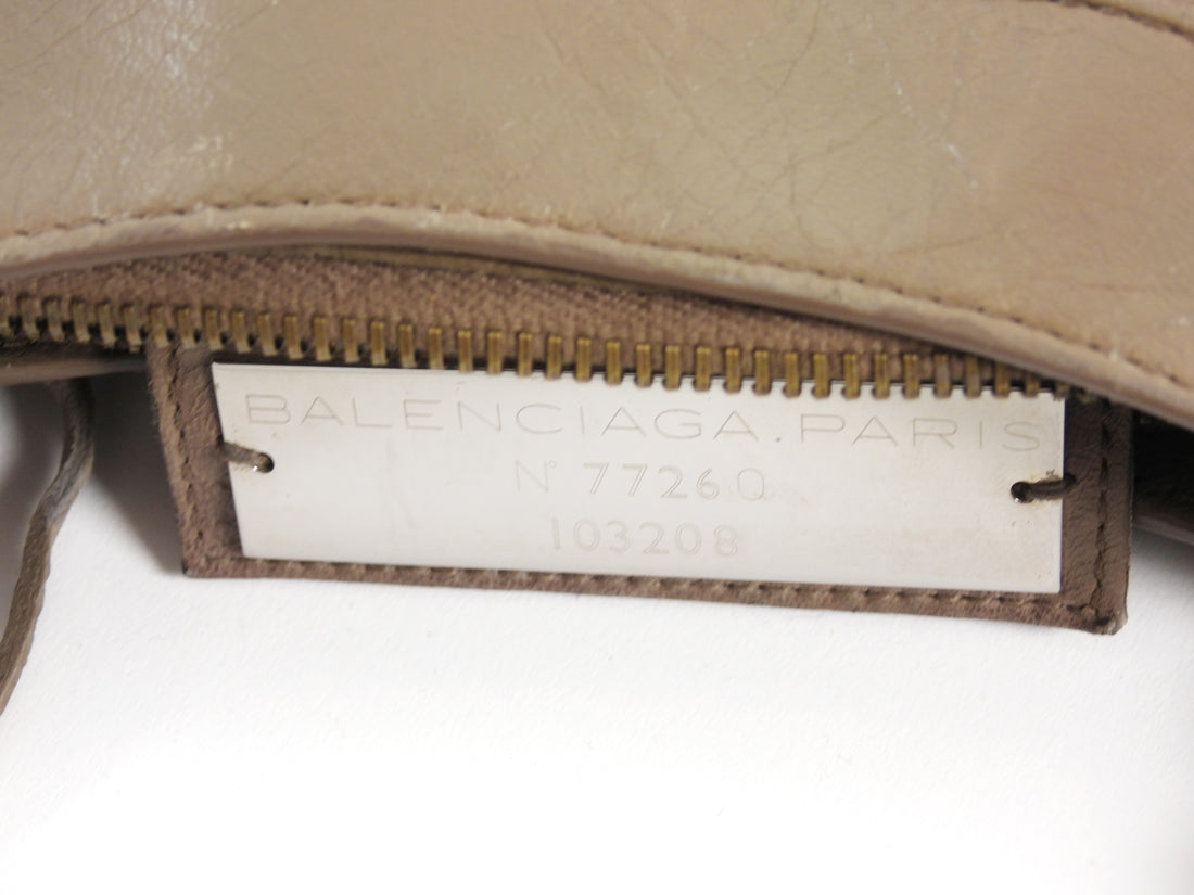 Balenciaga Taupe Brown Vintage Lambskin City First Bag